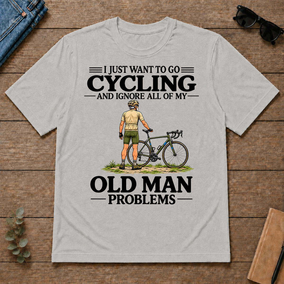 I Just Want To Go Cycling Vintage Men - ash - TS2D-Ash