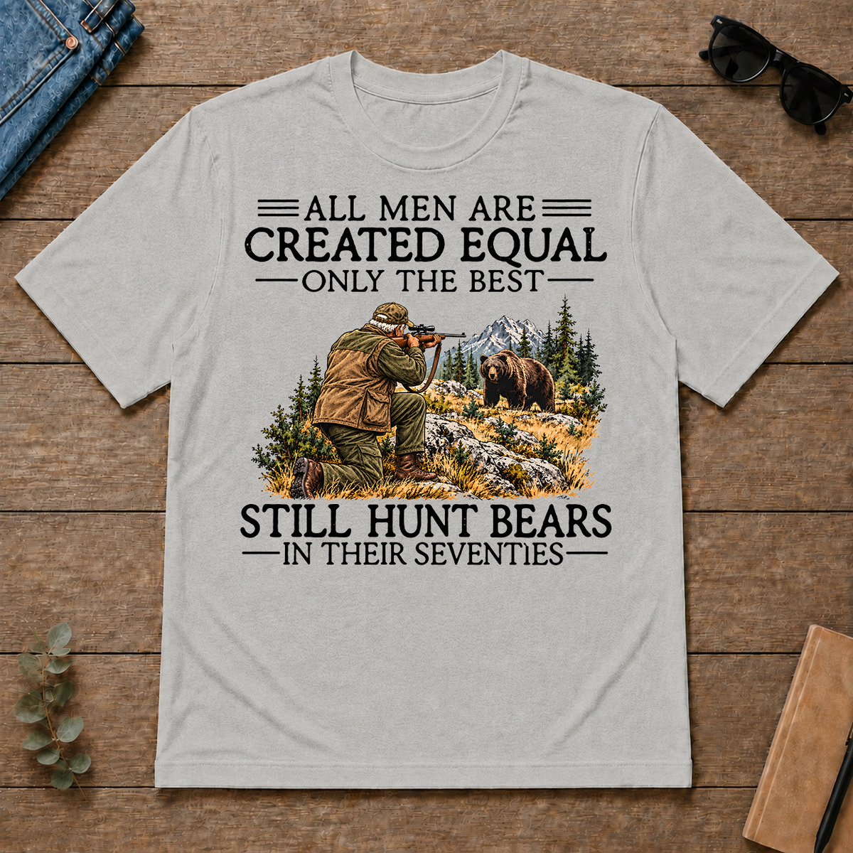 All Men Are Created Equal Deer Hunting 70s - ash - TS2D-Ash