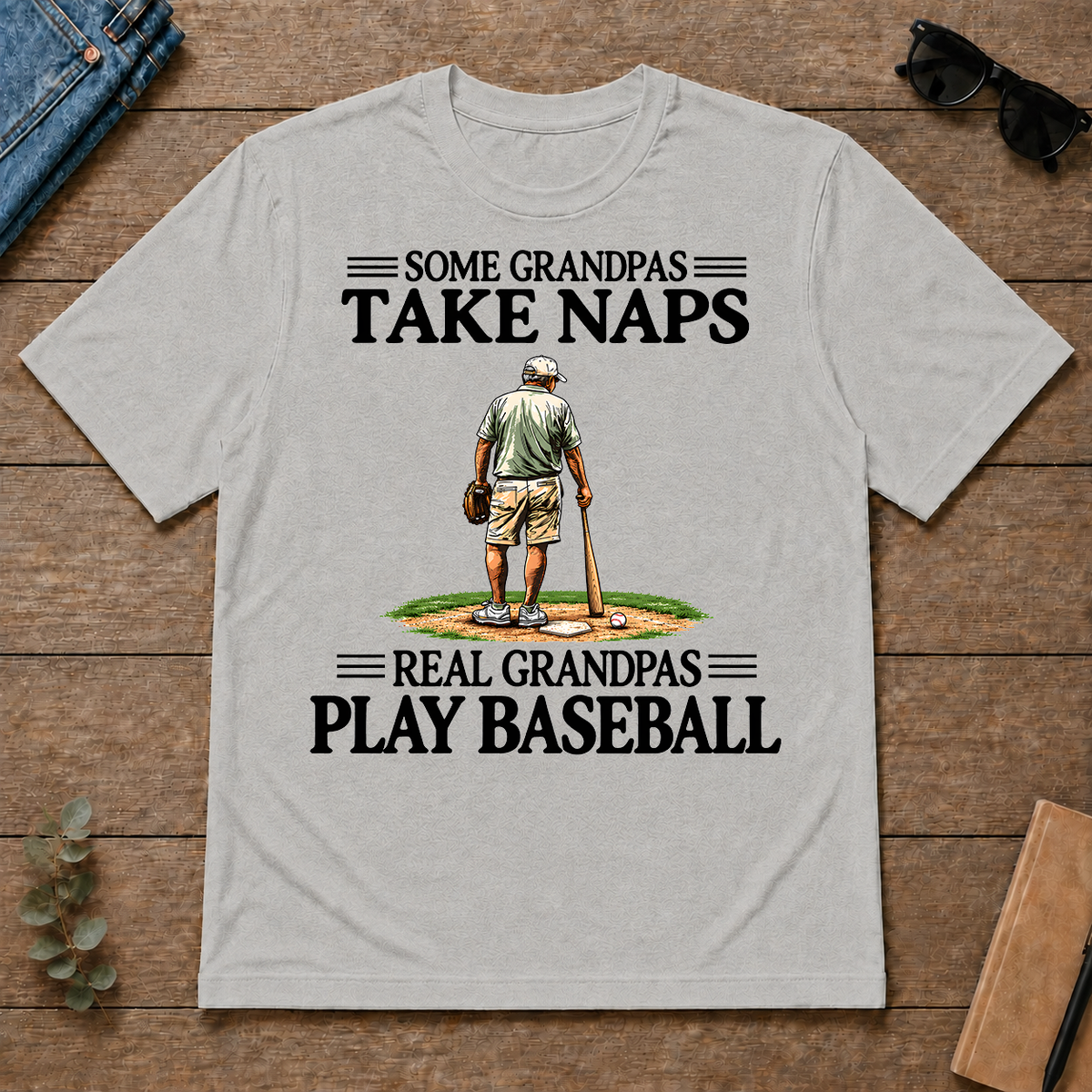 Real Grandpas Play Baseball Vintage - ash - TS2D-Ash