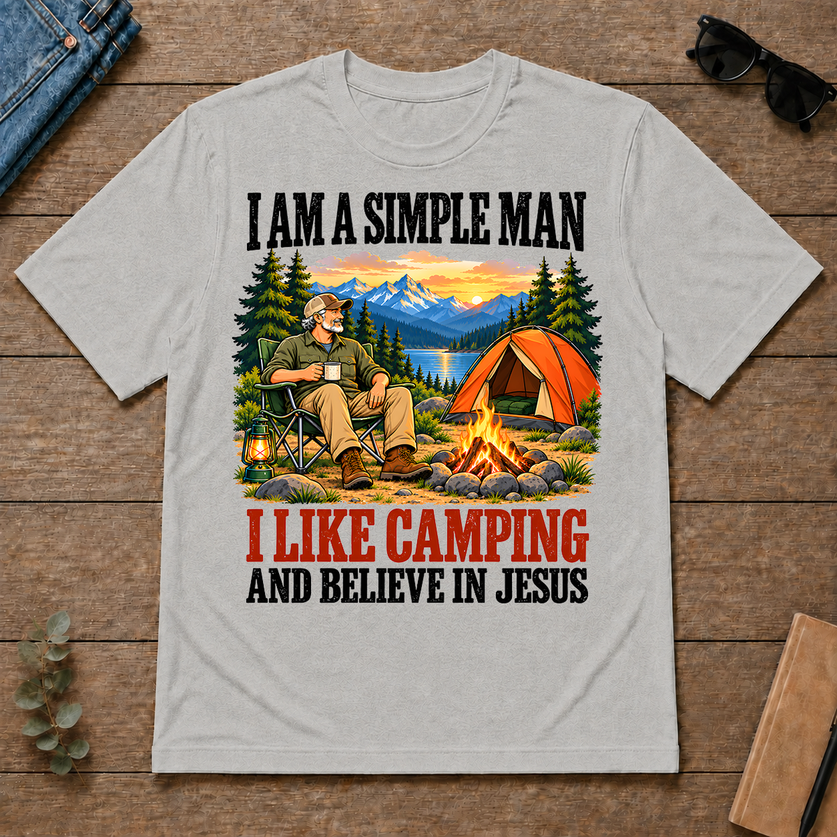 I Like Camping & Believe In Jesus - ash - TS2D-Ash