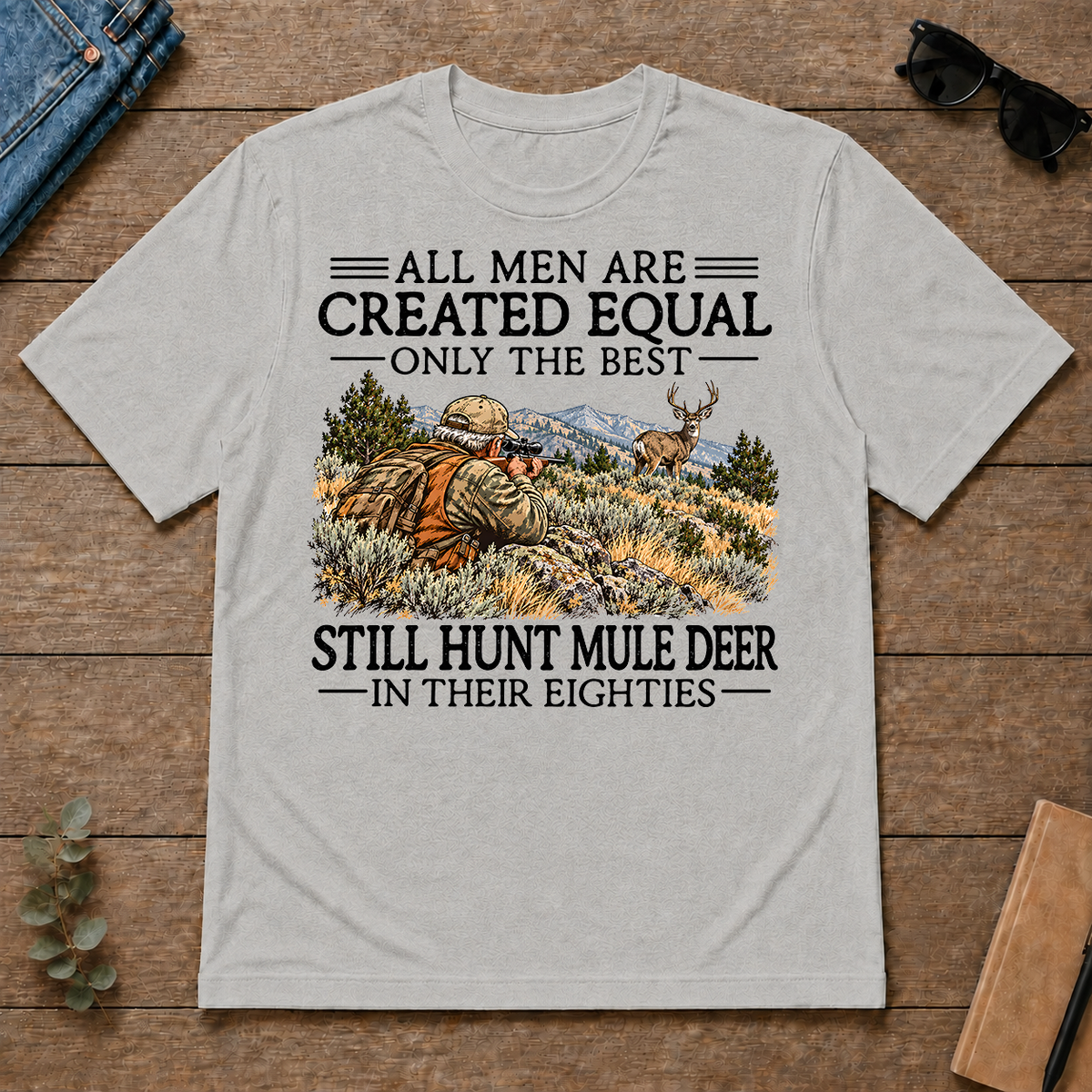 All Men Are Created Equal Mule Deer Hunting 80s - ash - TS2D-Ash