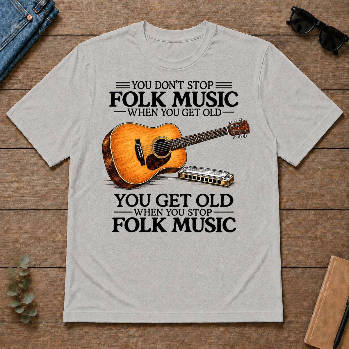 Don't Stop Playing Folk Music Vintage Art - ash - TS2D-Ash