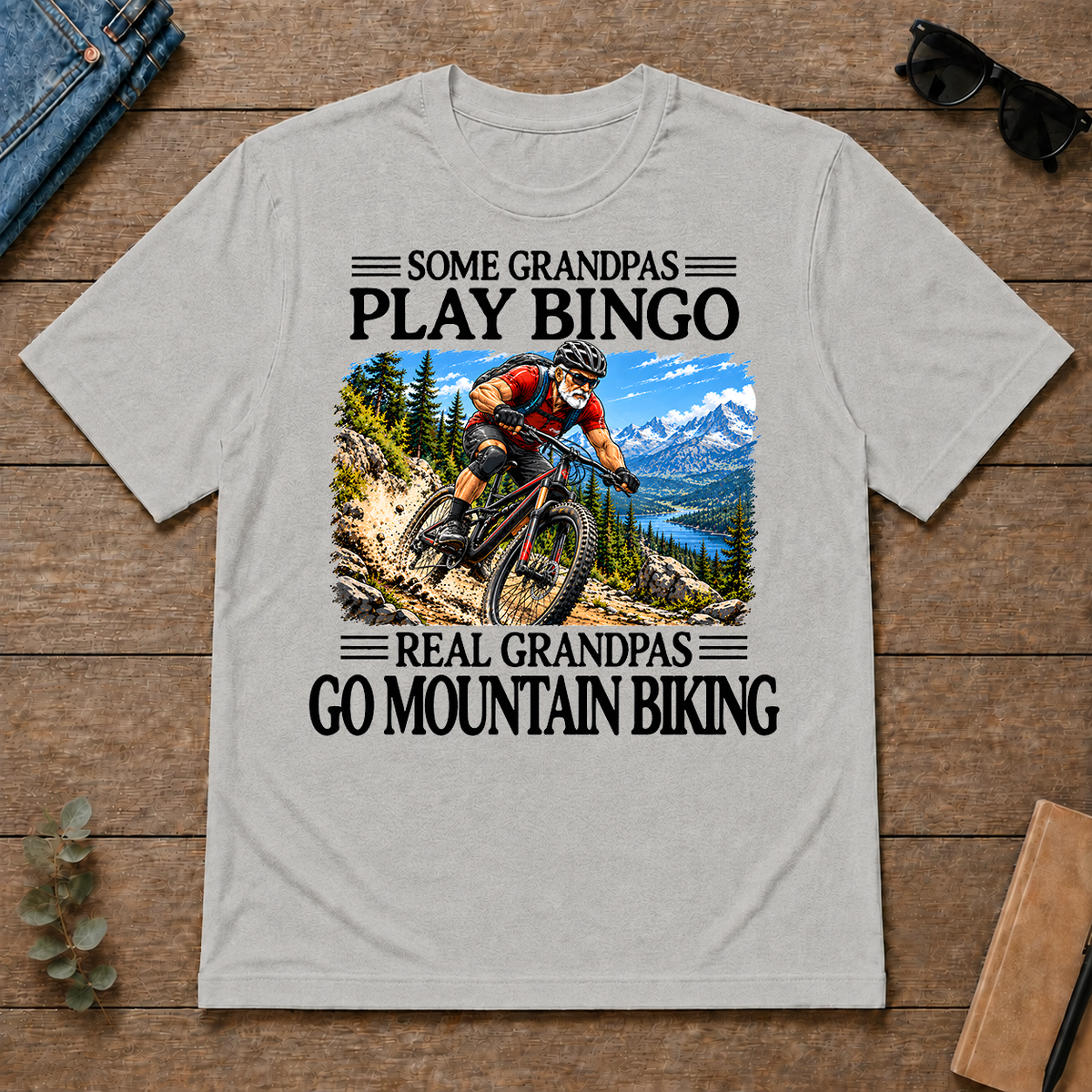 Some Grandpas Play Bingo Real Grandpas Go Mountain Biking - ash - TS2D-Ash