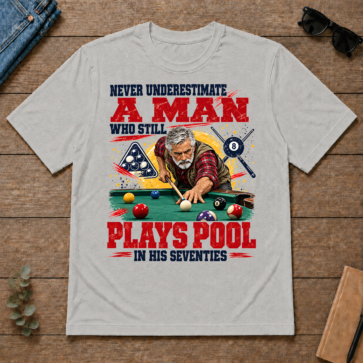 A Man Still Plays Pool In His 70s - ash - TS2D-Ash