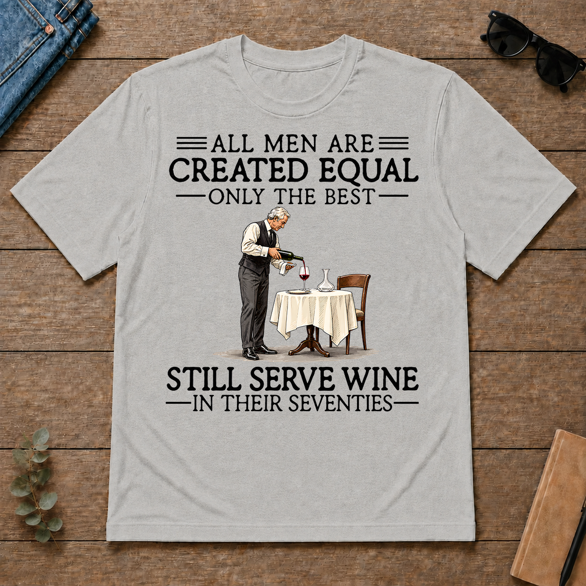 All Men Are Created Equal Only The Best Still Serve Wine 70s - ash - TS2D-Ash