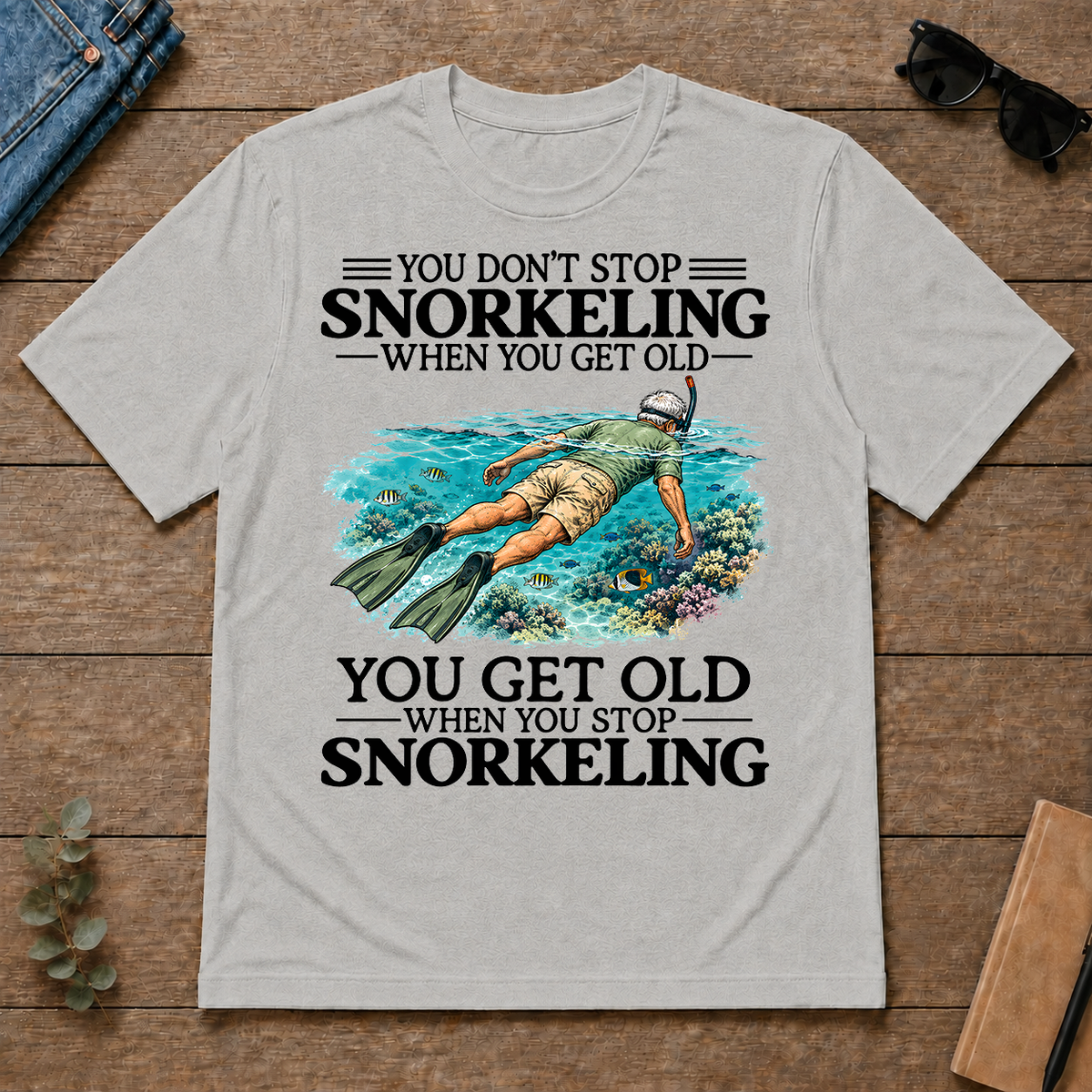 Don't Stop Snorkeling Vintage Art - ash - TS2D-Ash