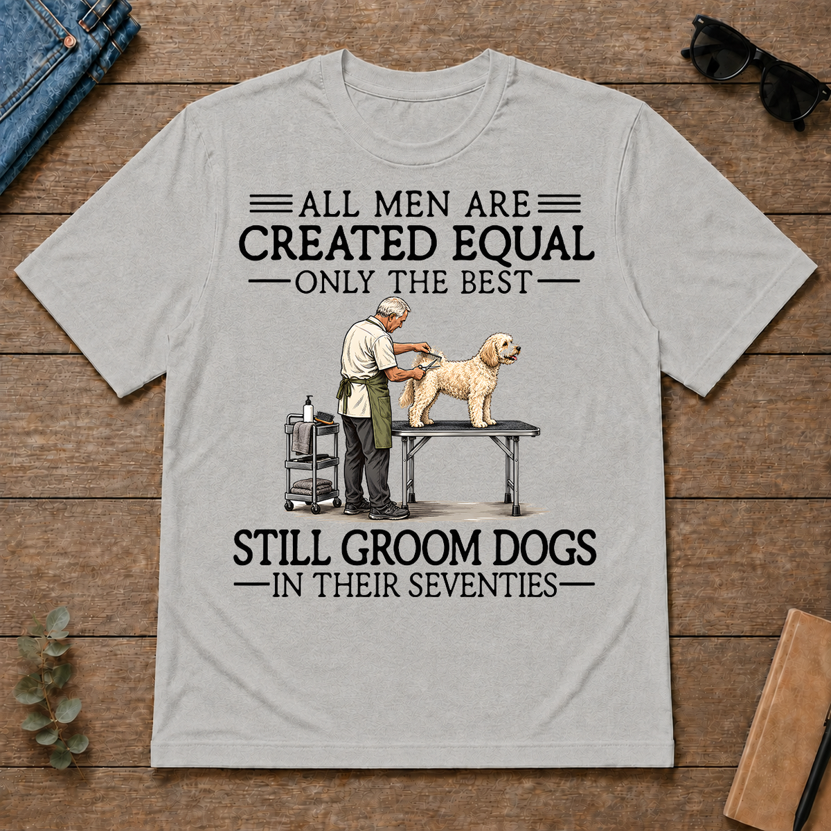 All Men Are Created Equal Only The Best Still Groom Dogs 70s - ash - TS2D-Ash