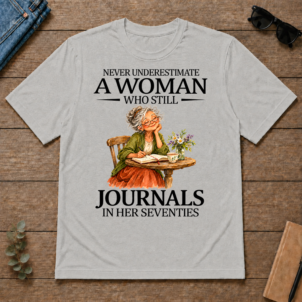 Funny A Woman Still Journals In Her Seventies - ash - TS2D-Ash