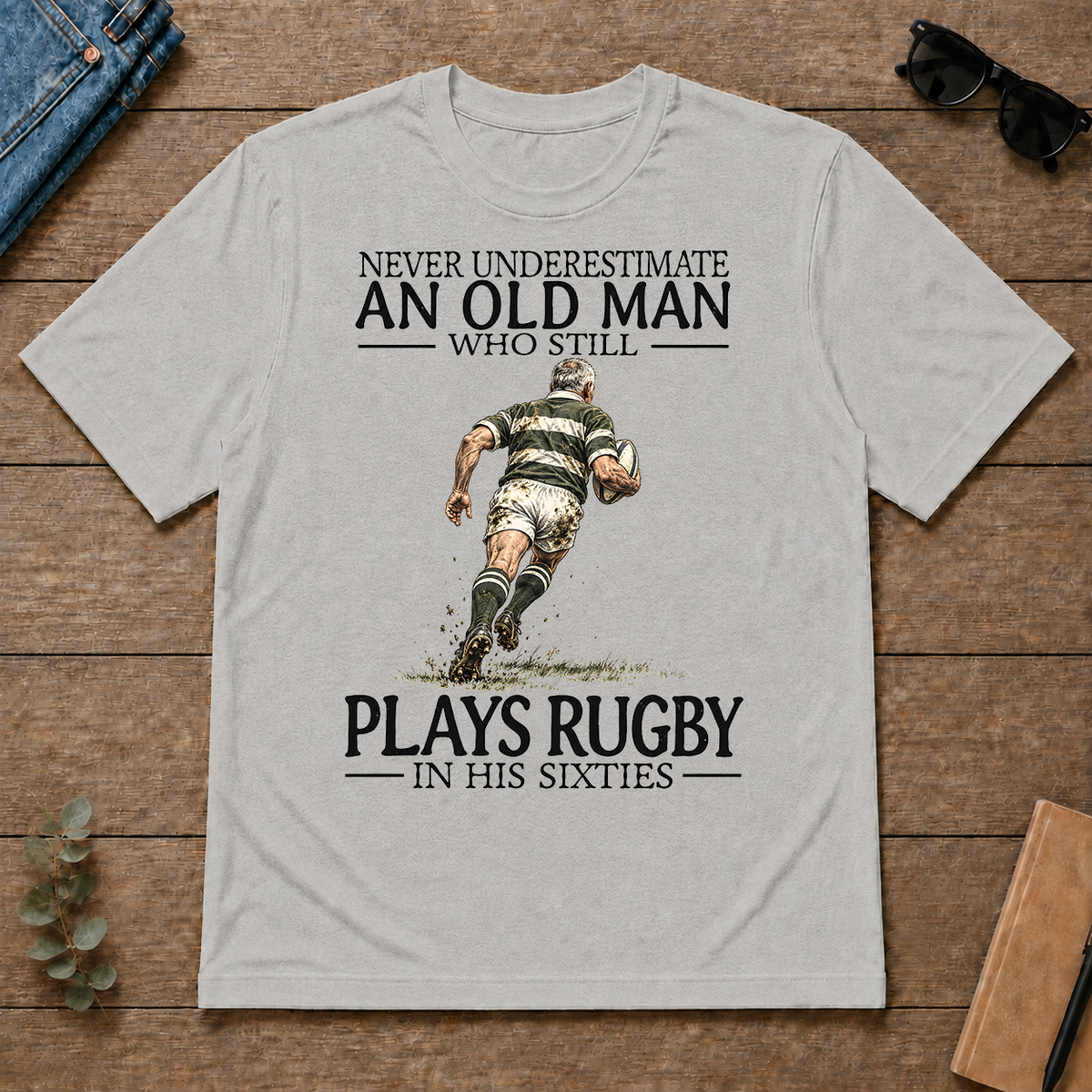 An Old Man Who Still Plays Rugby In His Sixties - ash - TS2D-Ash