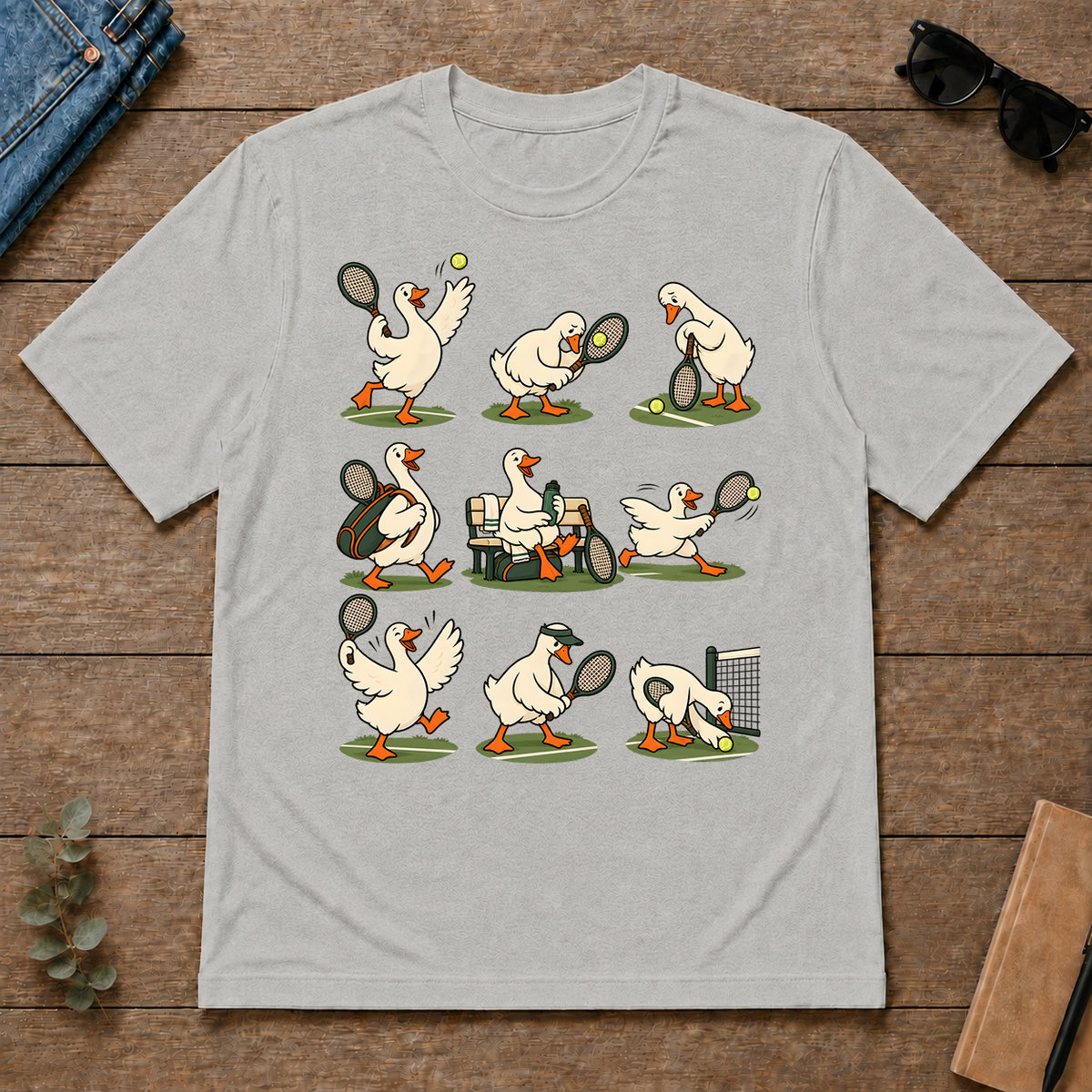 Funny Ducks Playing Tennis - ash - TS2D-Ash
