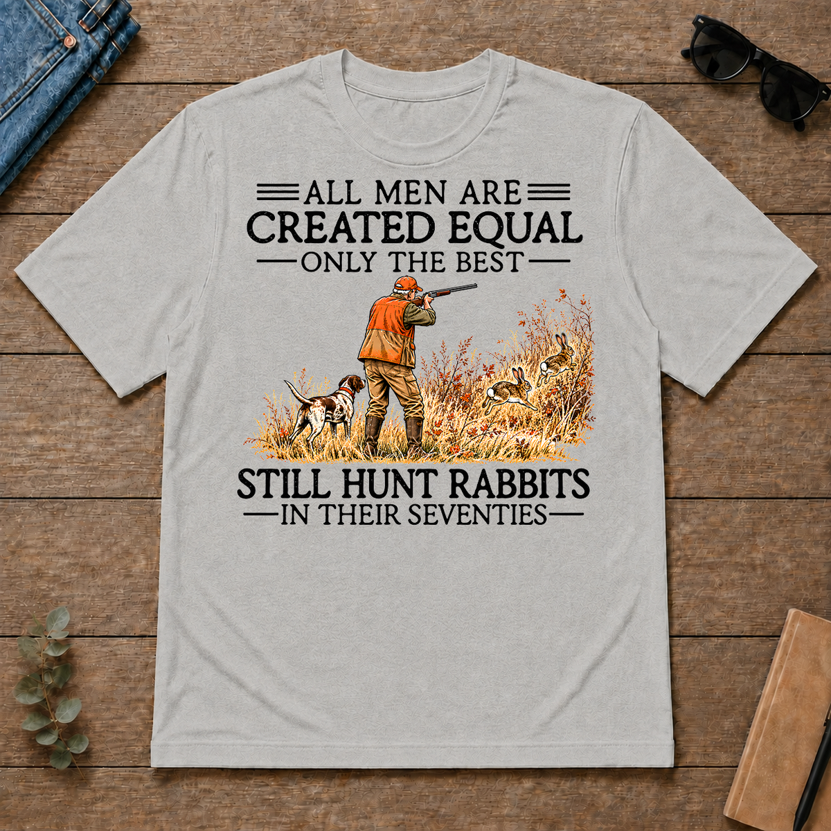 All Men Are Created Equal Rabbits Hunting 70s Vintage - ash - TS2D-Ash
