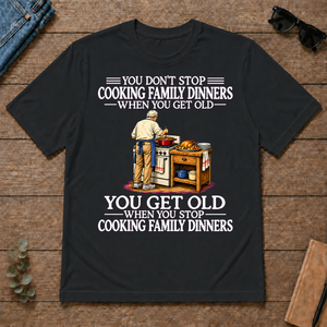 Old Man Don't Stop Cooking Family Dinner - black - TS2D-Black