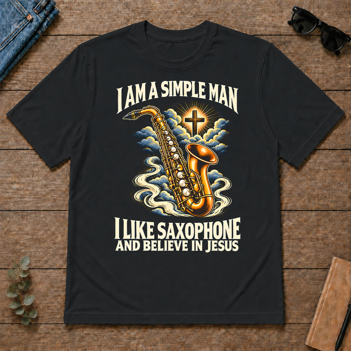 I Like Saxophone & Believe In Jesus - black - TS2D-Black