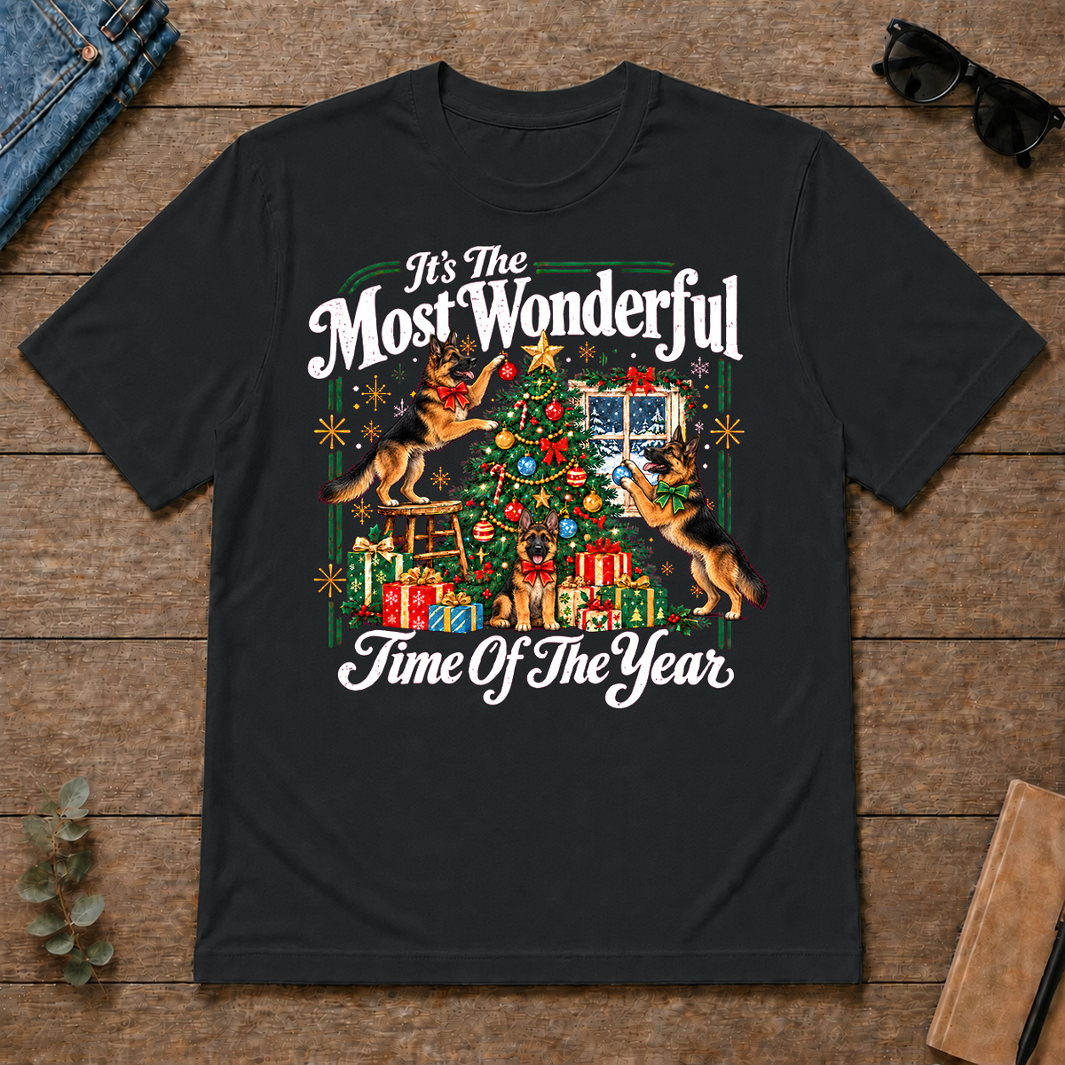 Wonderful Christmas German Shepherd - black - TS2D-Black
