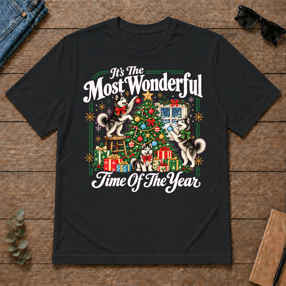 Wonderful Christmas Huskie - black - TS2D-Black
