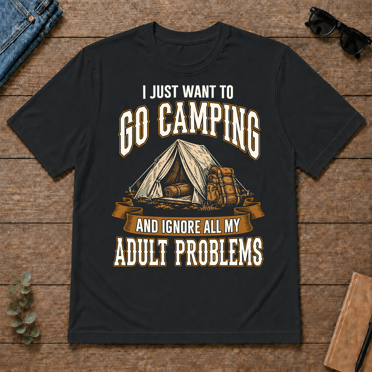 Vintage I Just Want To Go Camping - black - TS2D-Black