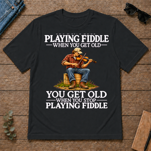 Old Man Don't Stop Playing Playing Fiddle - black - TS2D-Black