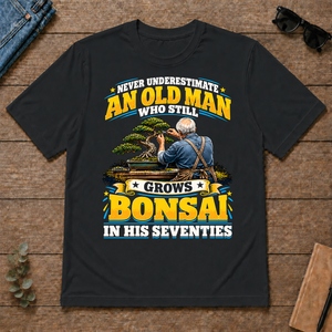 Yellow An Old Man Still Grows Bonsai In His Seventies - black - TS2D-Black