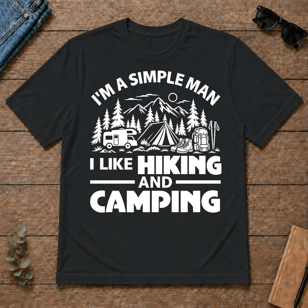 I Like Hiking And Camping - black - TS2D-Black