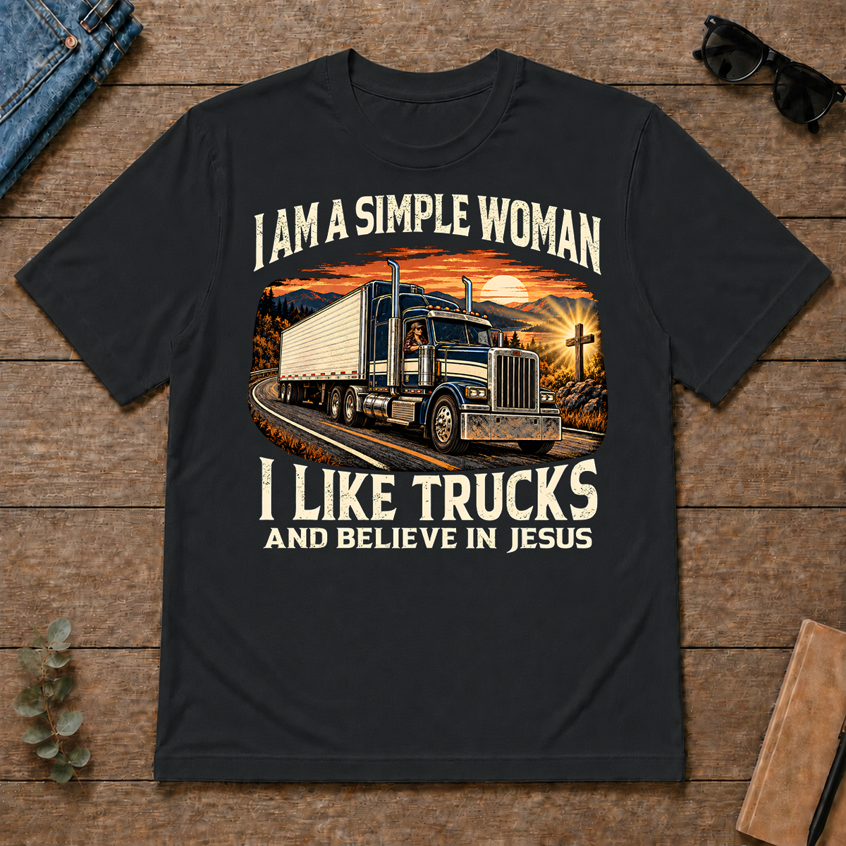 I Am Simple Woman I Like Trucks - black - TS2D-Black
