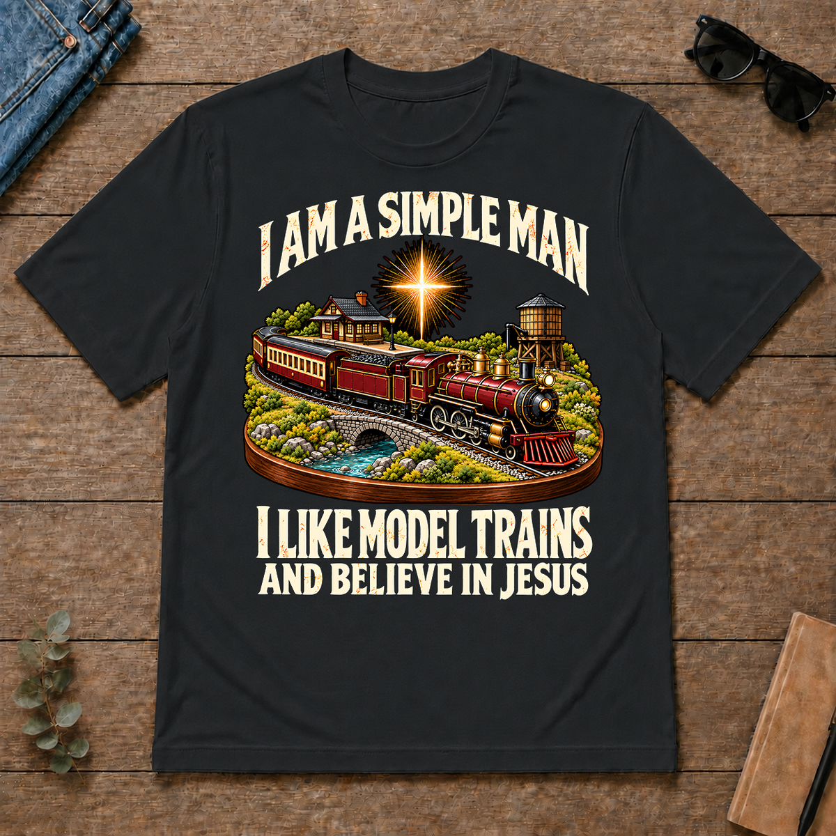 I Like Model Trains & Believe In Jesus - black - TS2D-Black