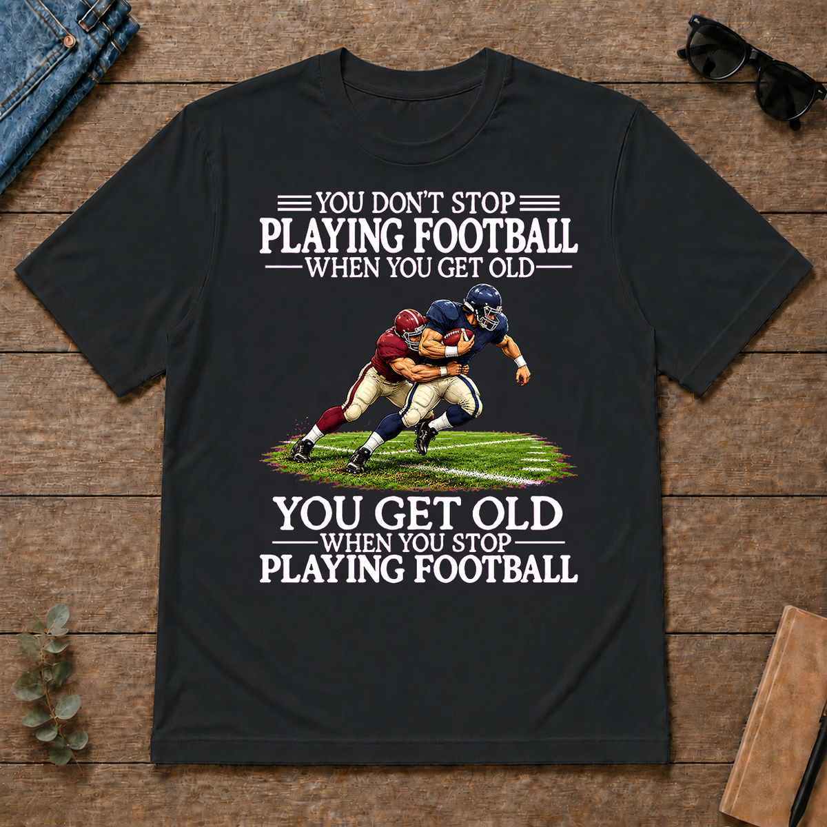 Old Man Don't Stop Football - black - TS2D-Black