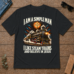 I Like Steam Trains & Believe In Jesus - black - TS2D-Black