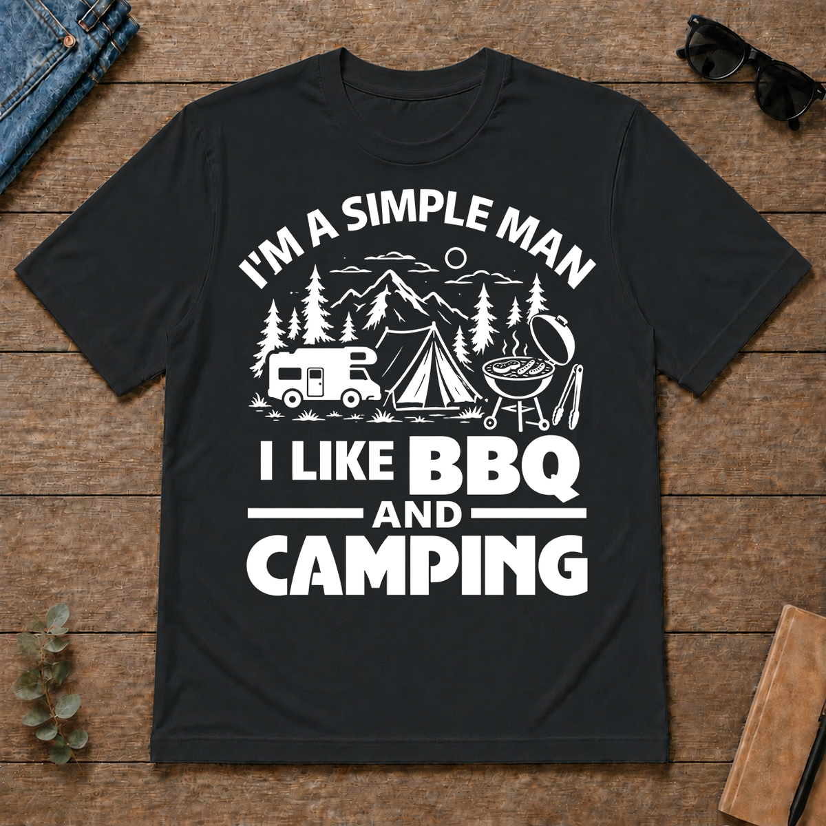 I Like BBQ And Camping - black - TS2D-Black