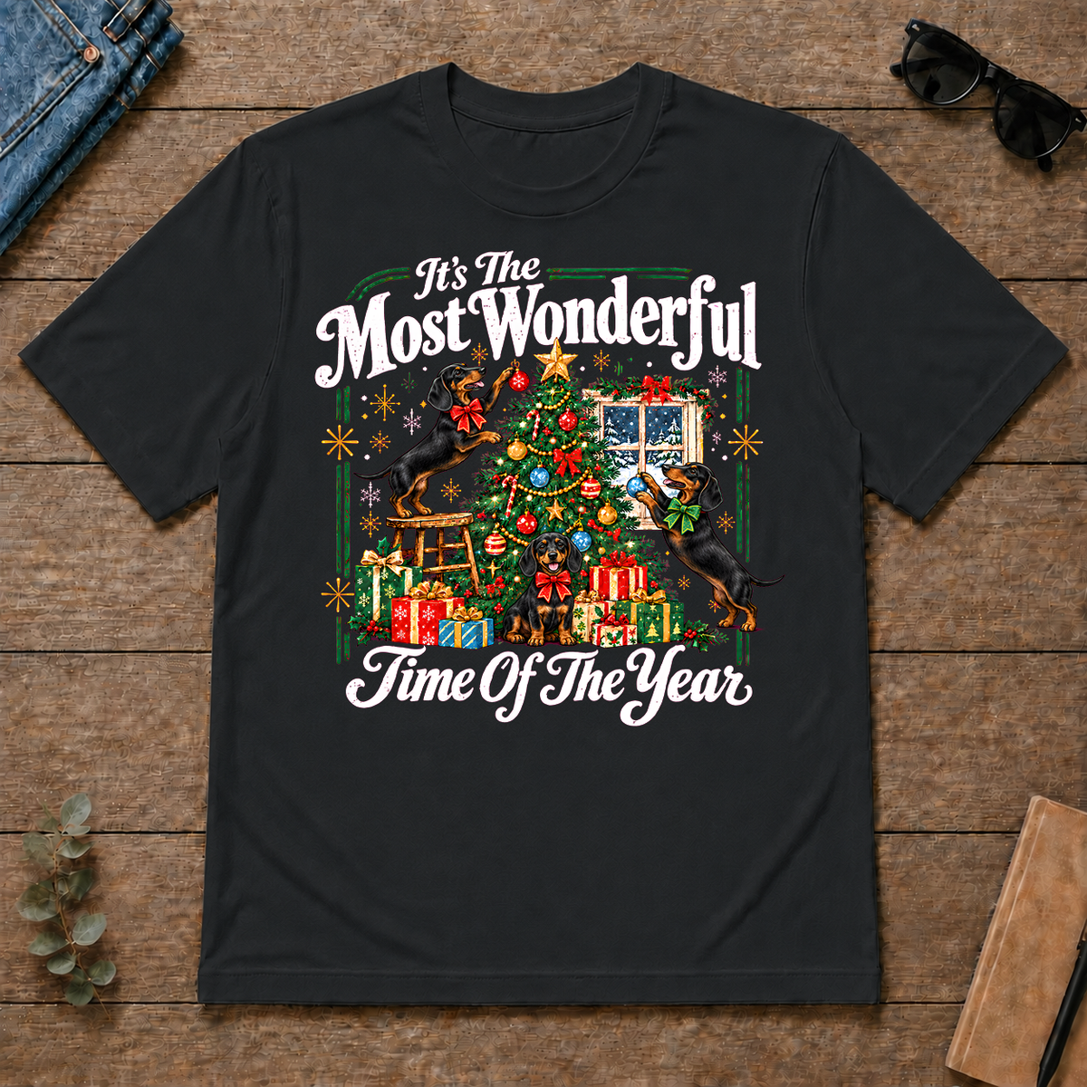 Wonderful Christmas Dachshund - black - TS2D-Black