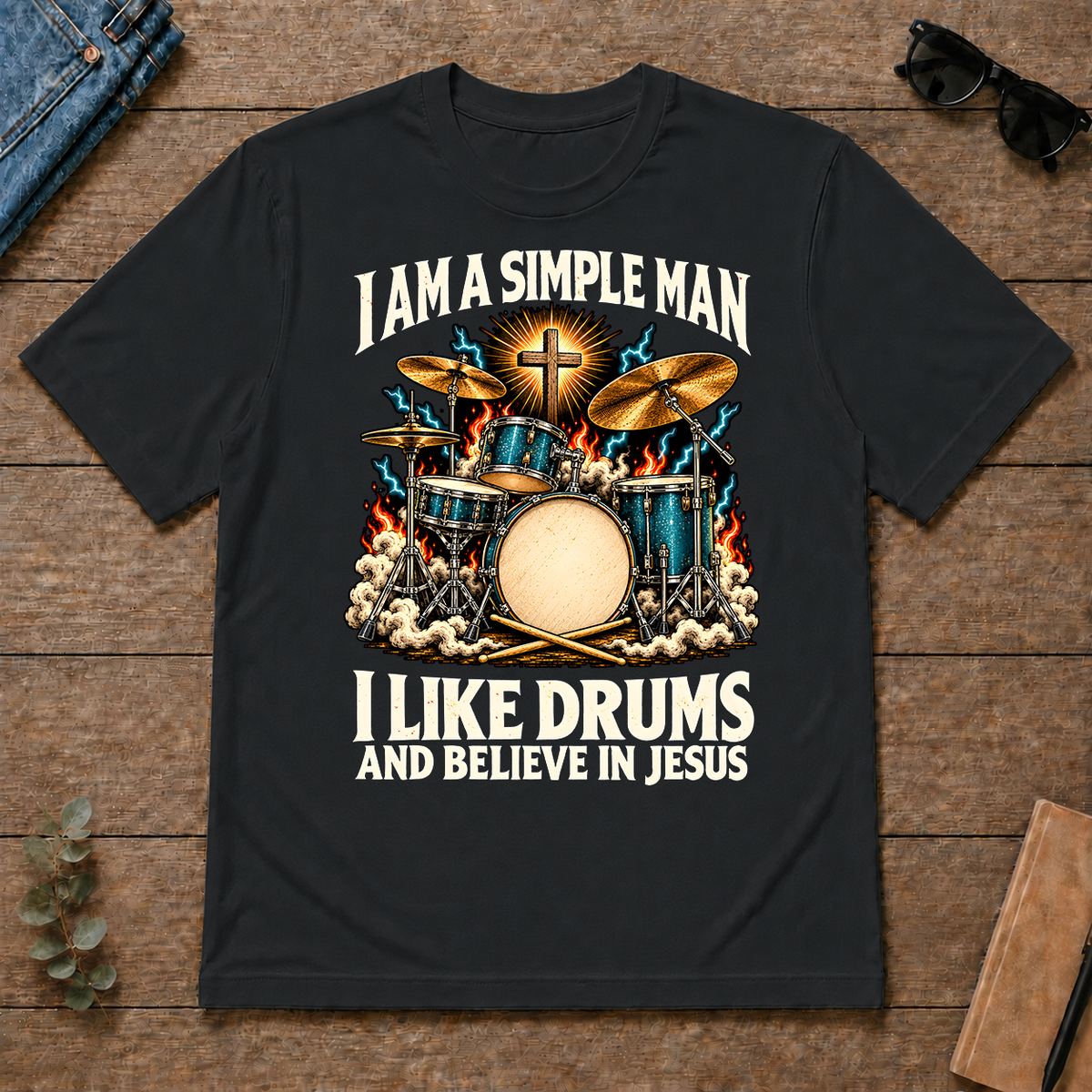 I Like Drums & Believe In Jesus - black - TS2D-Black