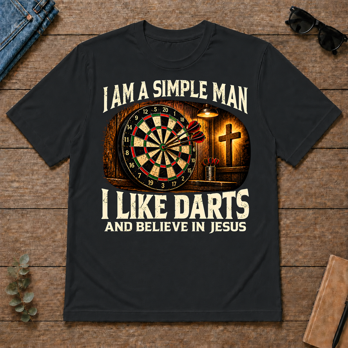 I Am Simple Man I Like Darts - black - TS2D-Black