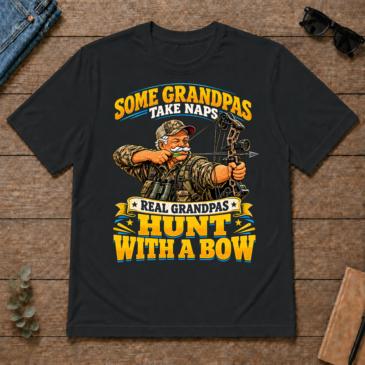 Real Grandpas Hunt With A Bow - black - TS2D-Black