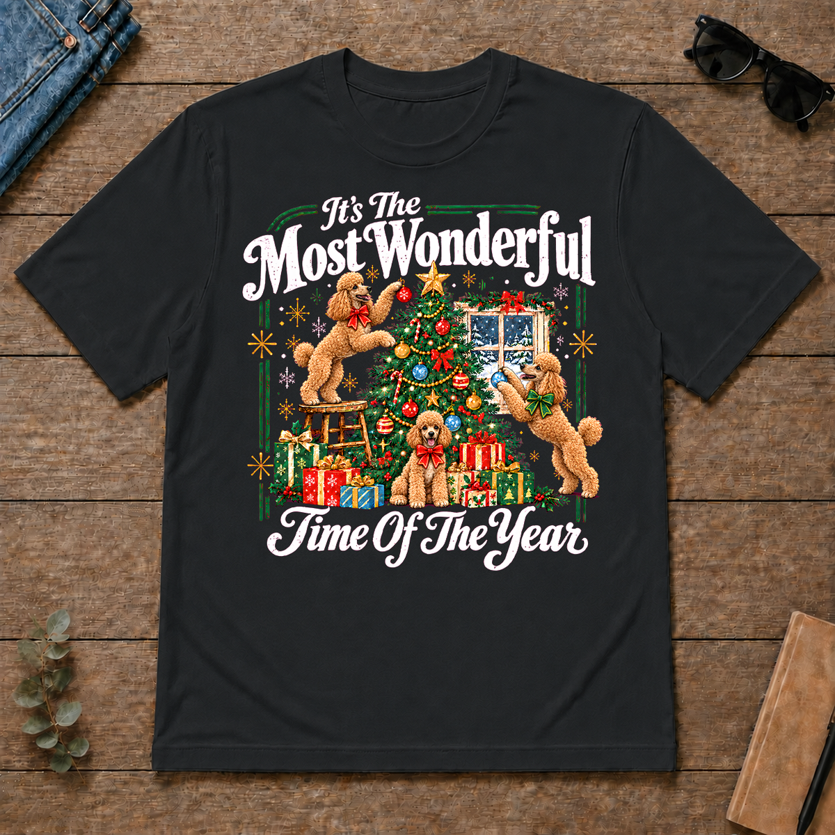 Wonderful Christmas Poodle - black - TS2D-Black