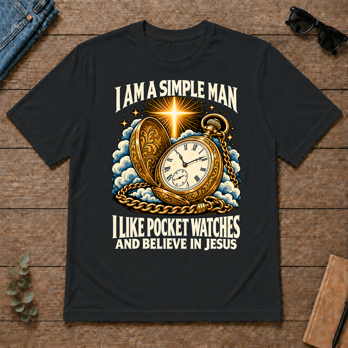 I Like Pocket Watches & Believe In Jesus - black - TS2D-Black