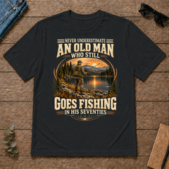 An Old Man Goes Fishing In 70s - black - TS2D-Black