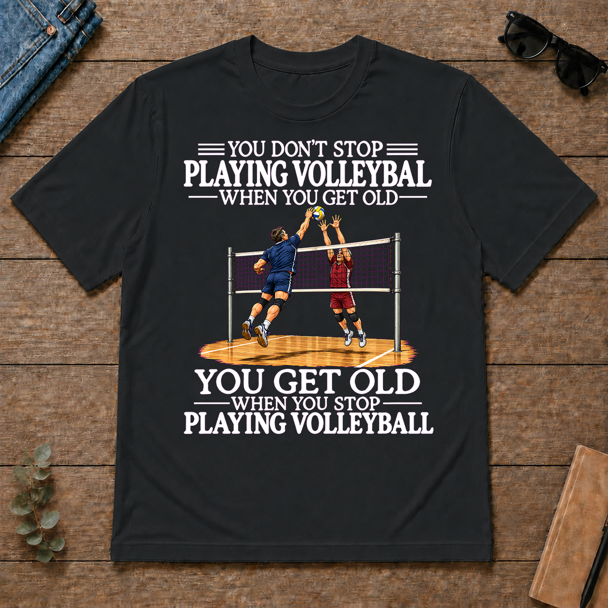 Old Man Don't Stop Volleyball - black - TS2D-Black