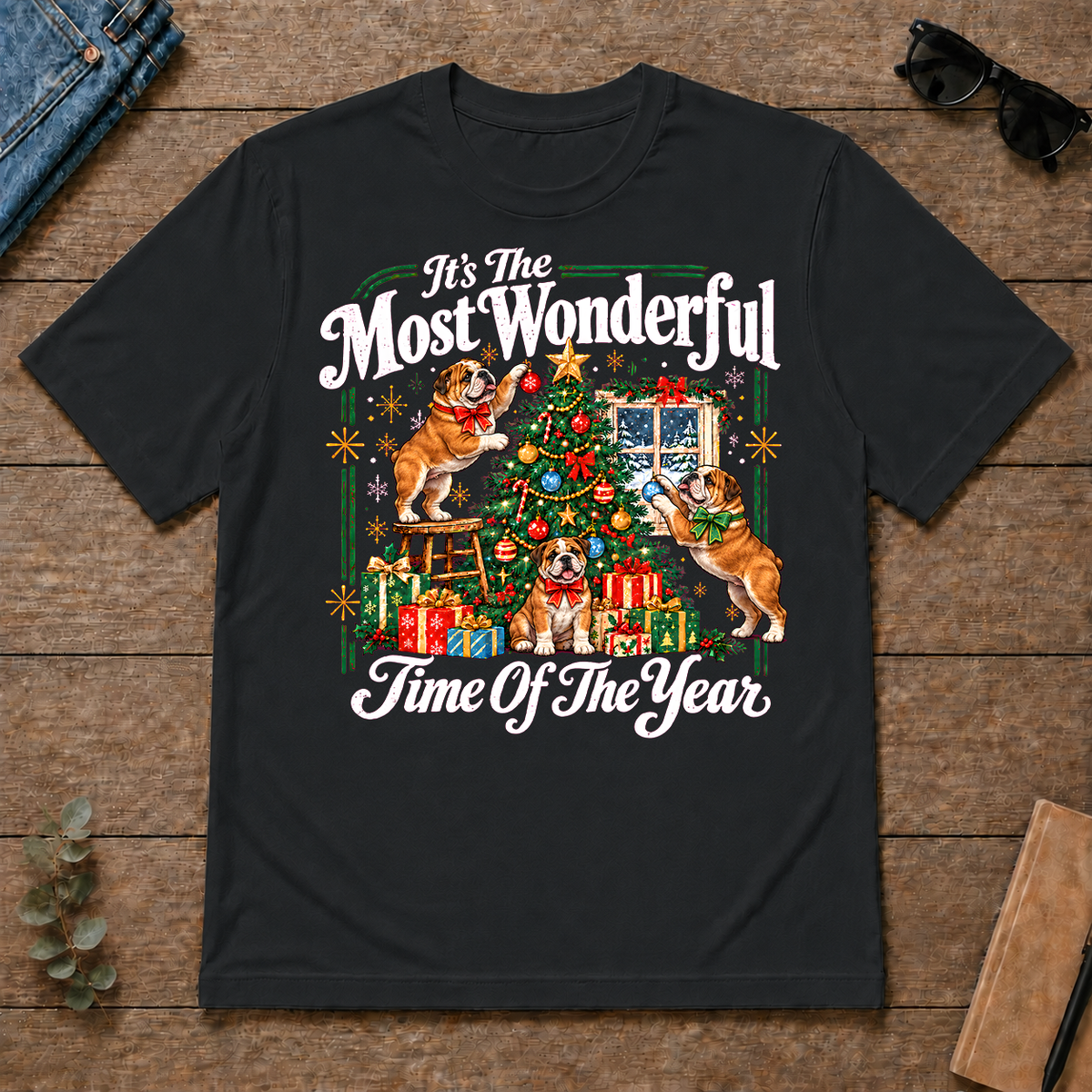 Wonderful Christmas Bulldog - black - TS2D-Black