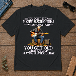Old Man Don't Stop Playing Electric Guitar - black - TS2D-Black