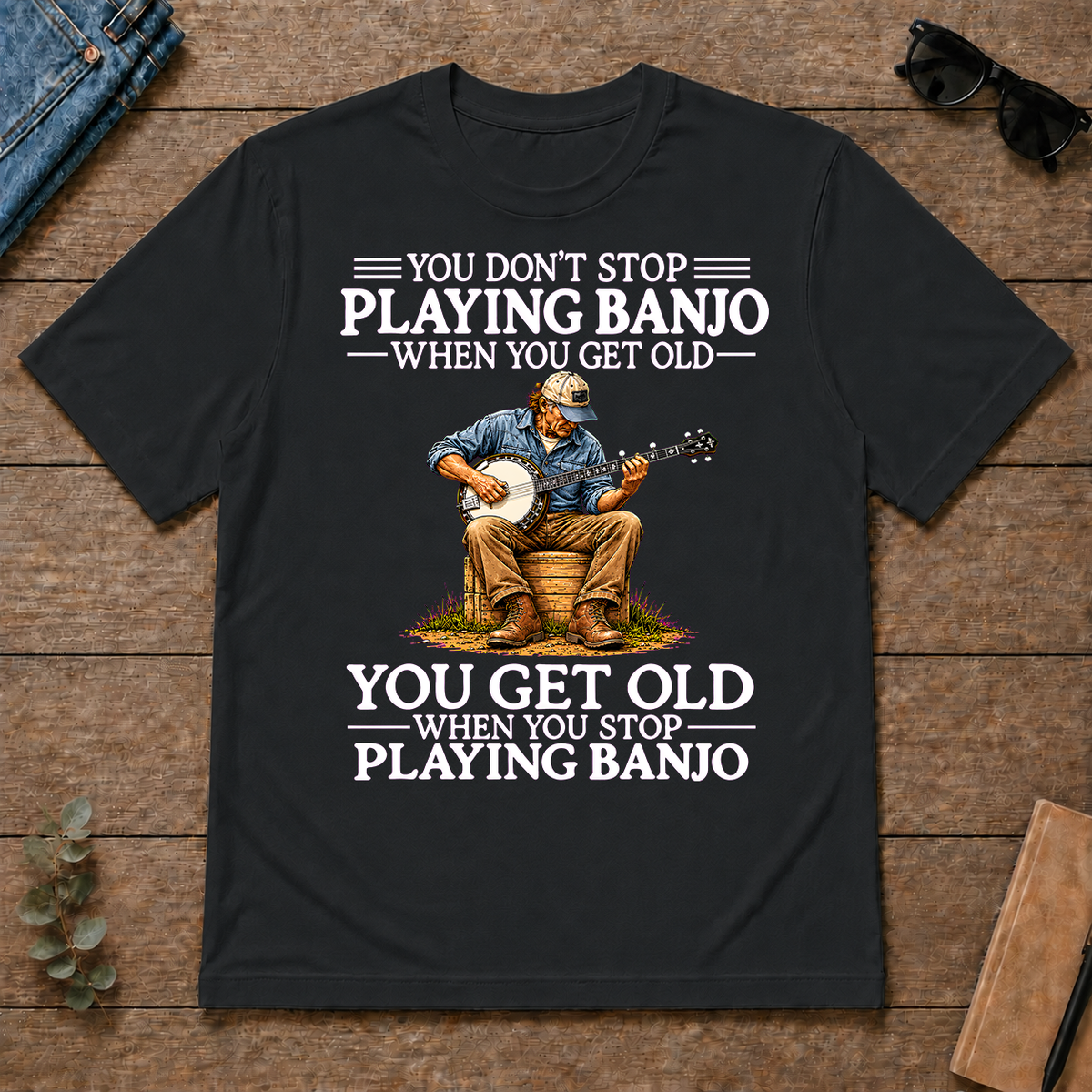 Old Man Don't Stop Playing Banjo - black - TS2D-Black