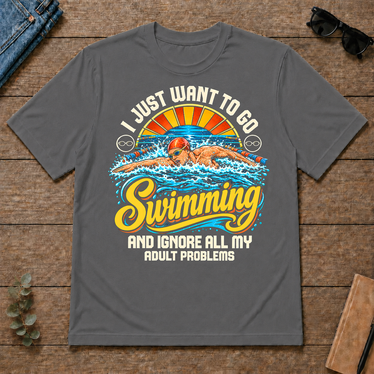 I Just Want To Go Swimming & Ignore All Adult Problems - charcoal - TS2D-Charcoal