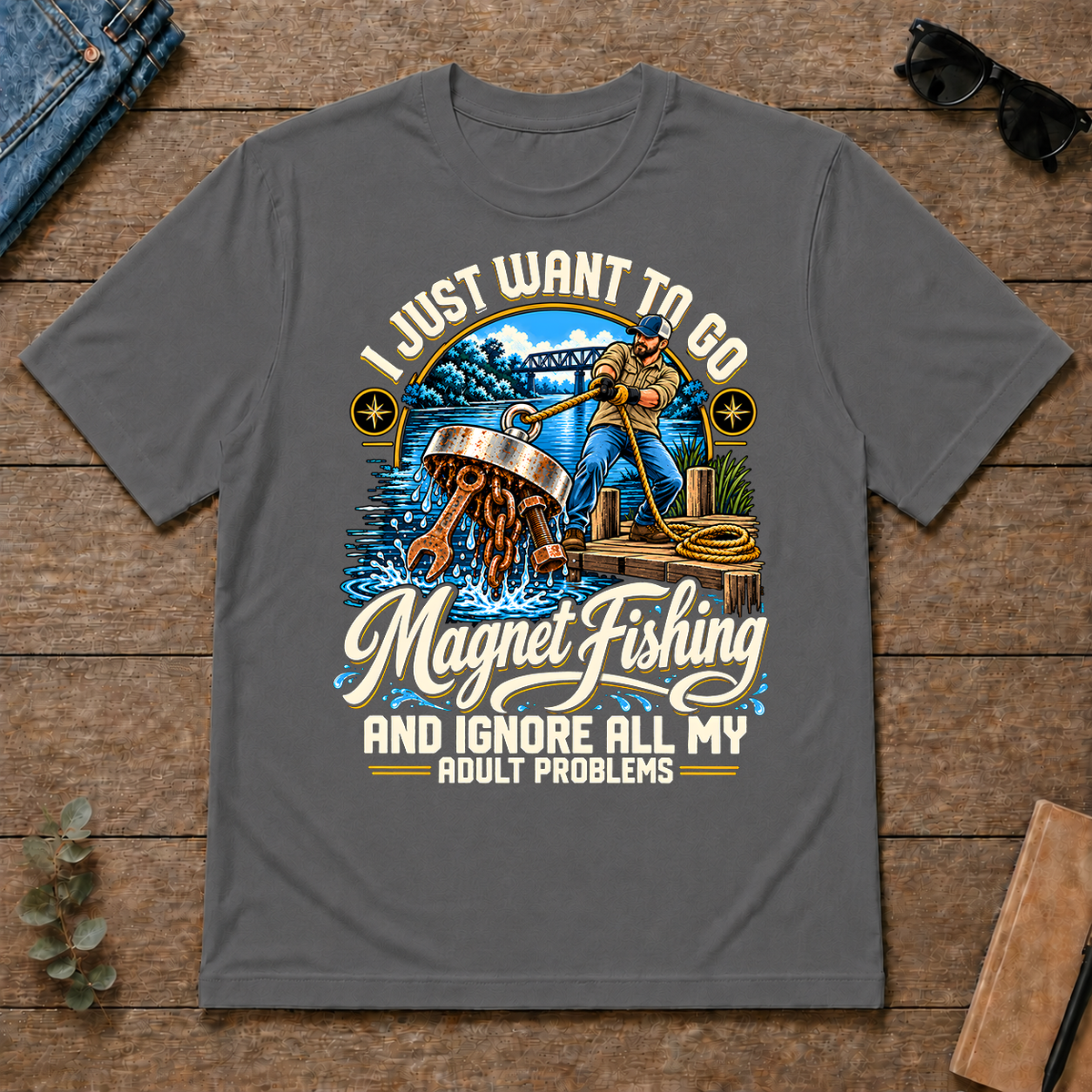 I Just Want To Go Magnet Fishing & Ignore All Adult Problems - charcoal - TS2D-Charcoal