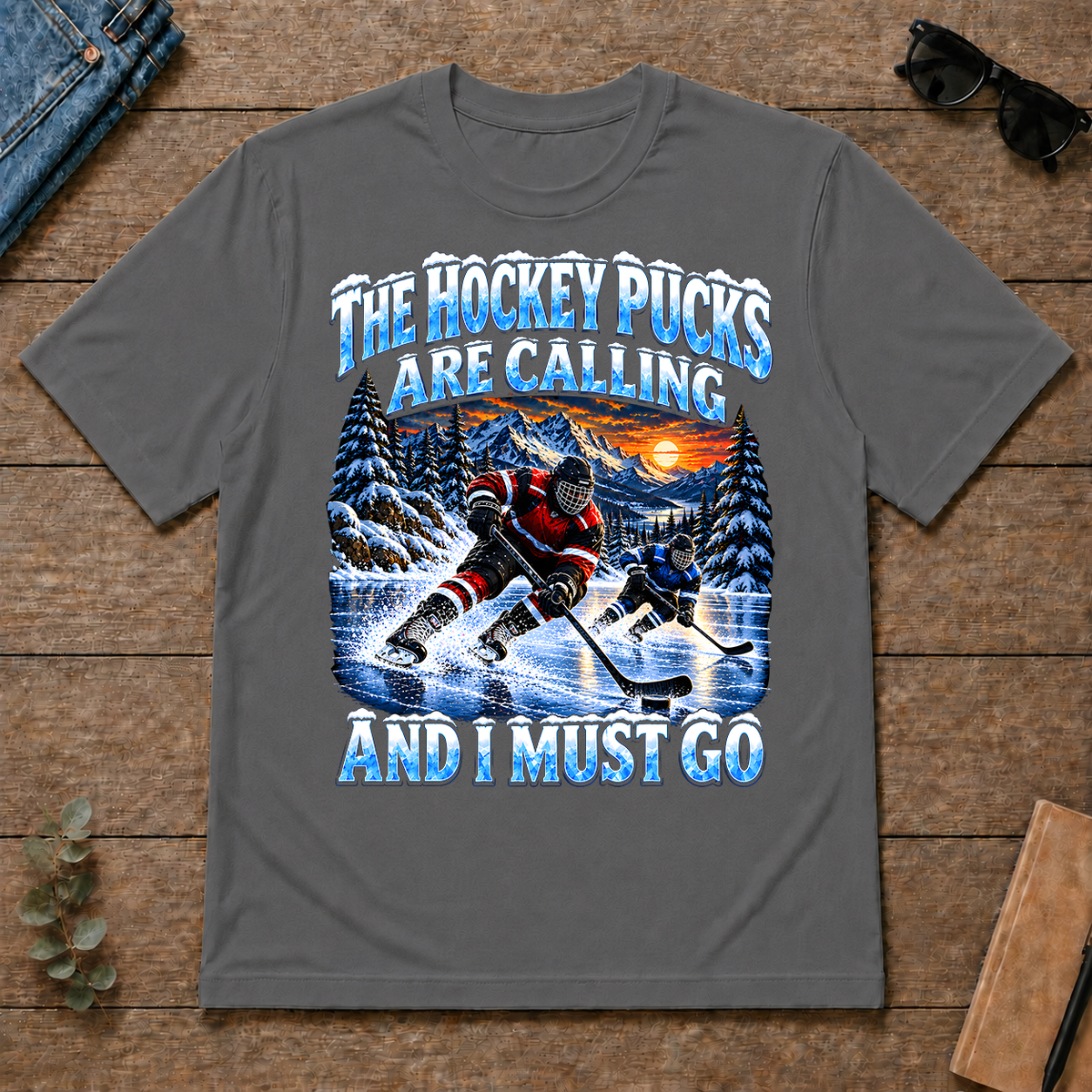 Hockey Pucks Are Calling And I Must Go - charcoal - TS2D-Charcoal