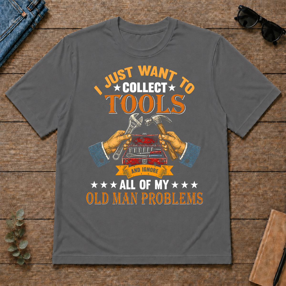 Vintage I Just Want To Collect Tools - charcoal - TS2D-Charcoal