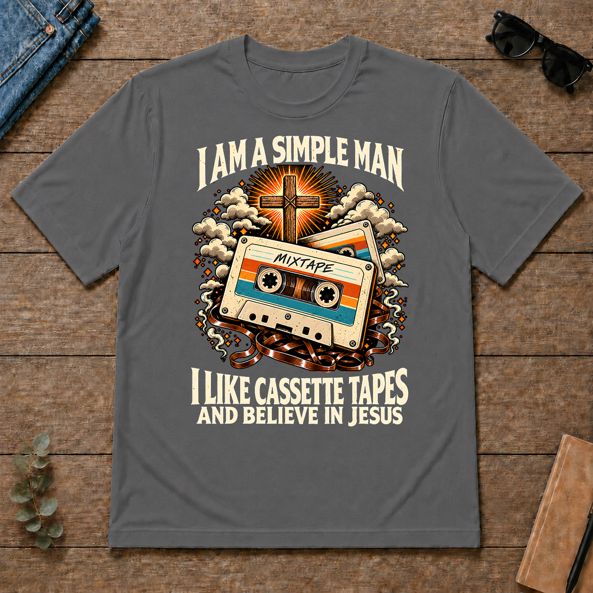 I Like Cassette Tapes & Believe In Jesus - charcoal - TS2D-Charcoal