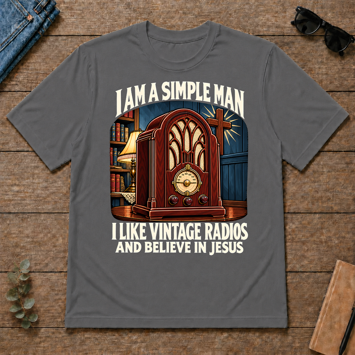 I Like Vintage Radios & Believe In Jesus - charcoal - TS2D-Charcoal