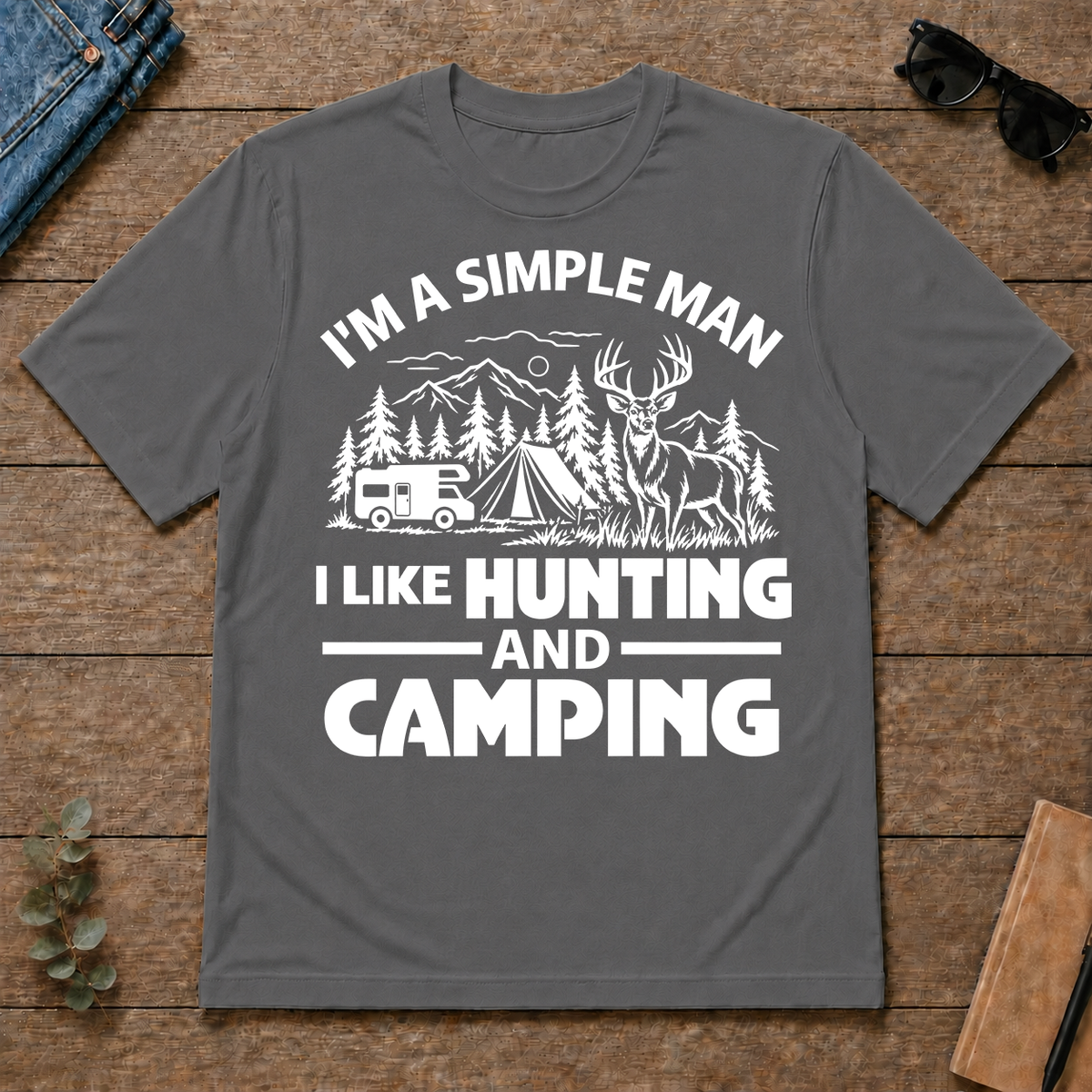 I Like Hunting And Camping - charcoal - TS2D-Charcoal