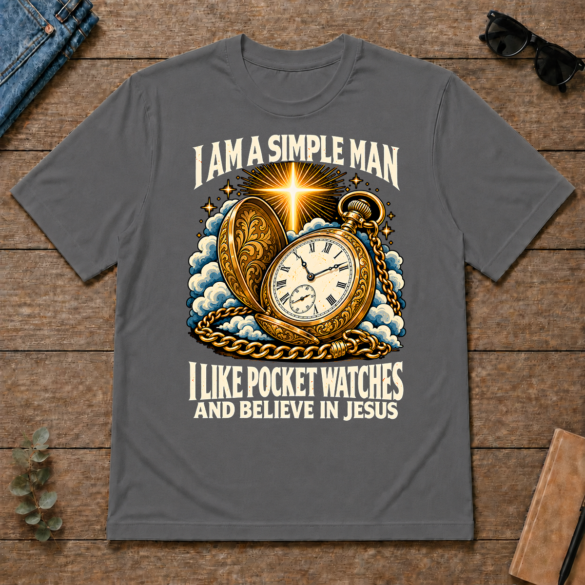 I Like Pocket Watches & Believe In Jesus - charcoal - TS2D-Charcoal