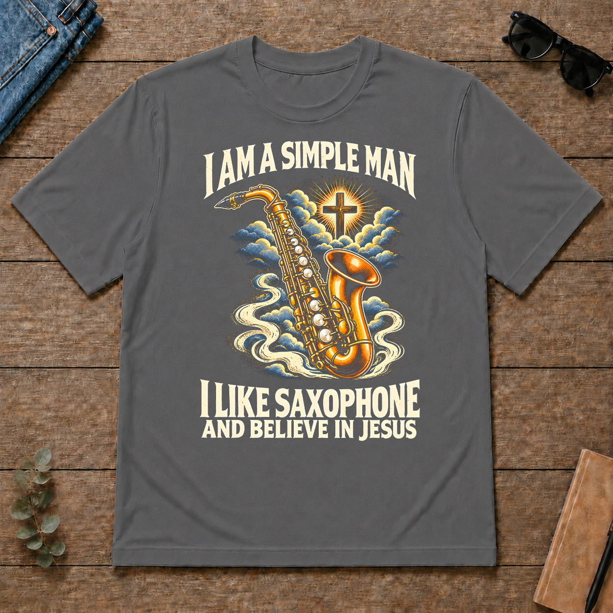 I Like Saxophone & Believe In Jesus - charcoal - TS2D-Charcoal