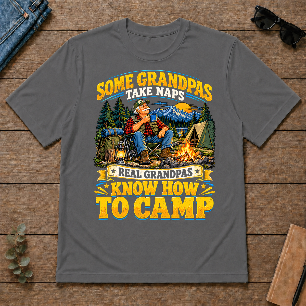 Real Grandpas Know How To Camp - charcoal - TS2D-Charcoal