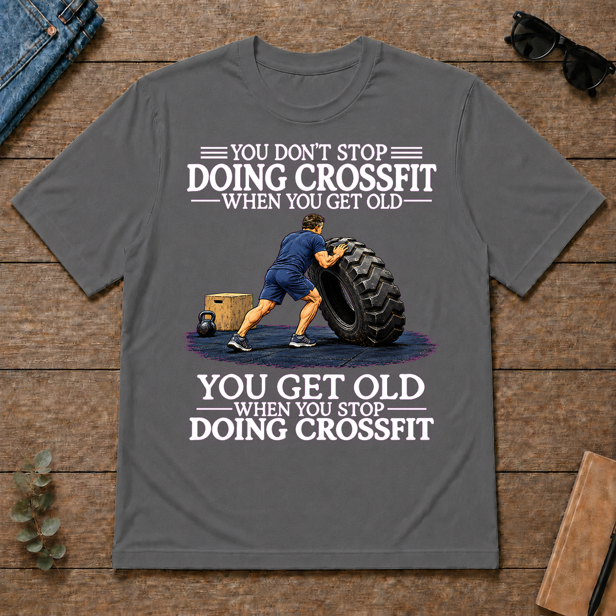 Old Man Don't Stop CrossFit - charcoal - TS2D-Charcoal